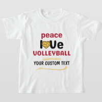 custom Peace Love Volleyball player red text