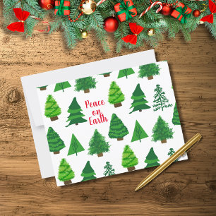 Custom Peace On Earth   Christmas Tree Pattern Postcard