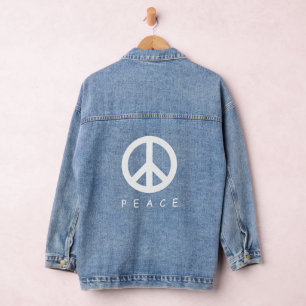 Custom peace symbol denim jacket for women
