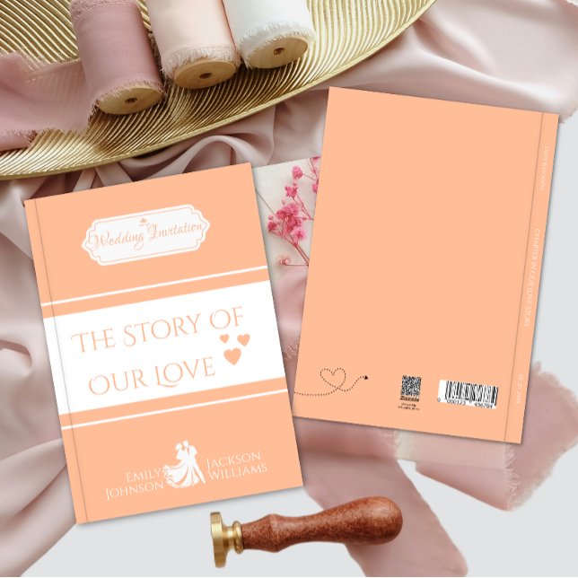 Custom Peach Book-Themed Wedding Invitation (Creator Uploaded)