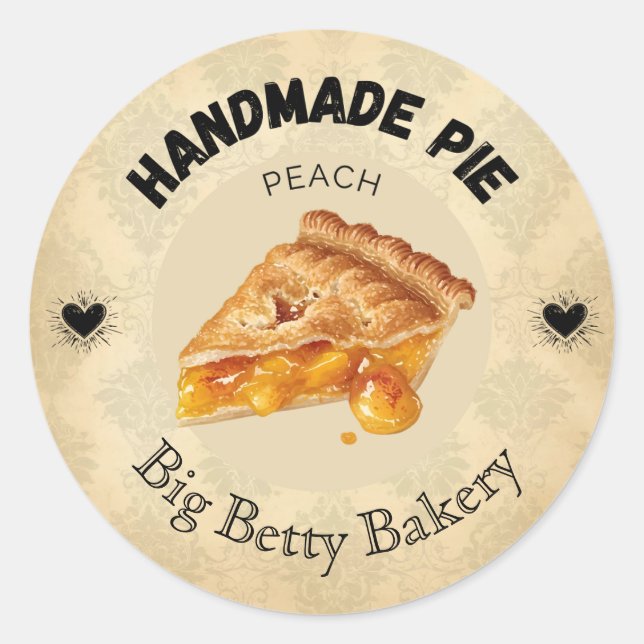 Custom Peach Pie Labels | Vintage Personalized Bak (Front)