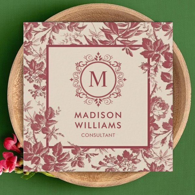 Custom Peach Pink Red Maroon Square Professional Square Business Card (Custom Peach Pink Red Maroon Square Professional Square Business Card)