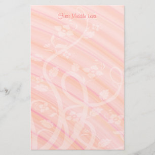 Custom Peach Pink Spirals Floral  Stationery