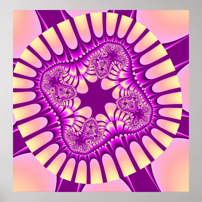Custom Peach Purple Flower Poster (Front)
