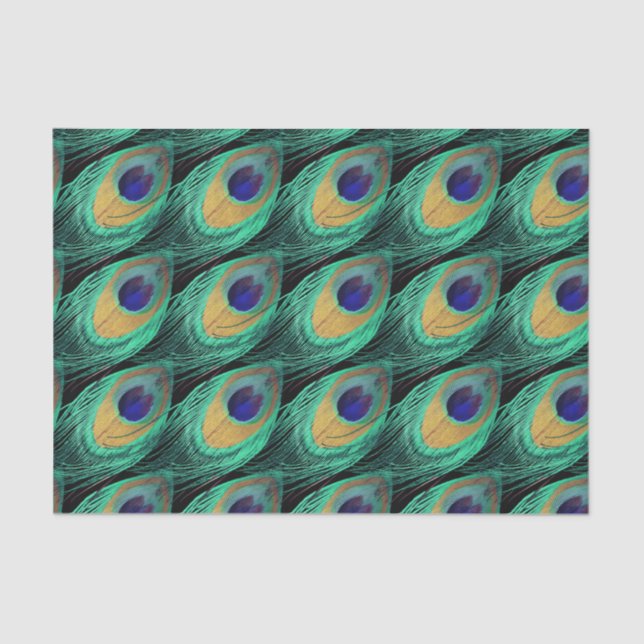 Custom Peacock Feather Print Tissue Paper (Front)