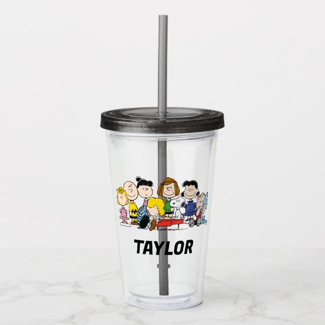 Custom Peanuts | Charlie Brown and Gang Birthday Acrylic Tumbler (Front)