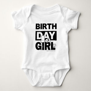 Custom Peanuts   Snoopy Birthday Girl Baby Bodysuit