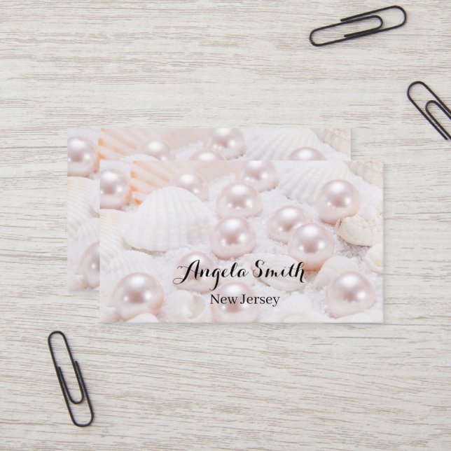 Custom Pearl Business Modern Personalized Minimal  Card (Front/Back In Situ)