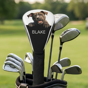 Custom Peeking Pibull Dog Minimalist Name Golf Head Cover