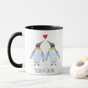 Custom Penguin Couple Names Personalised Mug