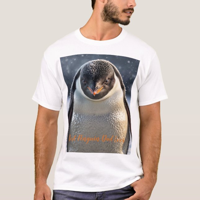 Custom Penguin Dad Personalized Vintage Photo T-Shirt (Front)