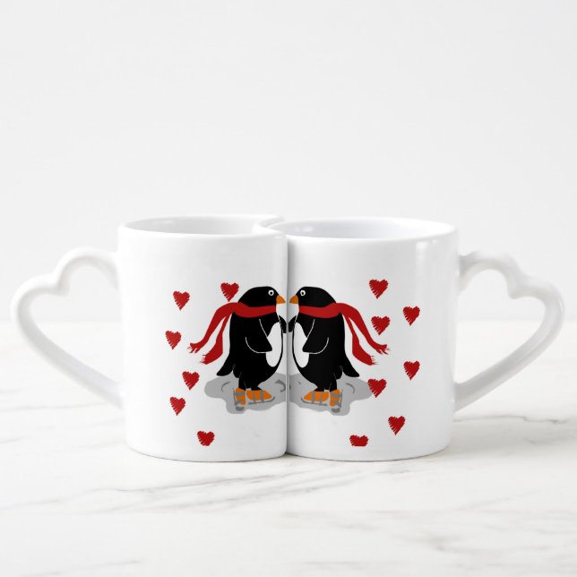 Custom Penguins in Love Valentines Lovers Mugs (Back Nesting)