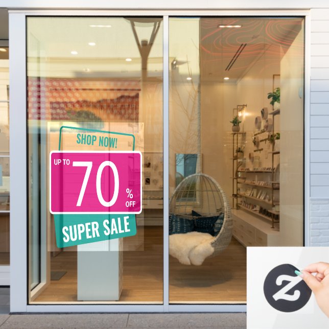 custom Percentage Off SUPER SALE Store Discount Window Cling (Store Window)