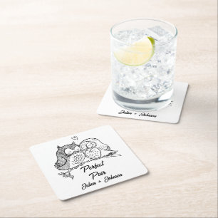 Custom perfect pair matching couple square paper coaster