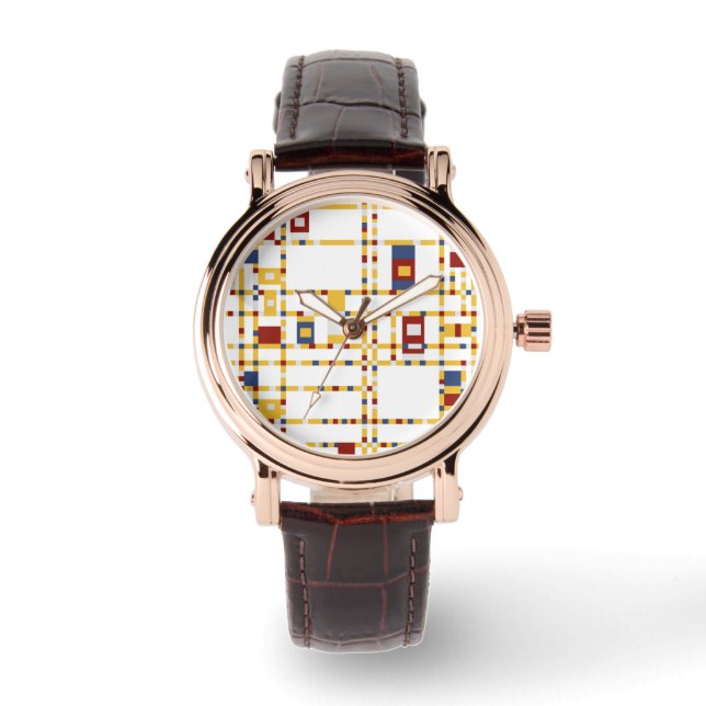 Custom Perfect Square Brown Leather Watch (Front)