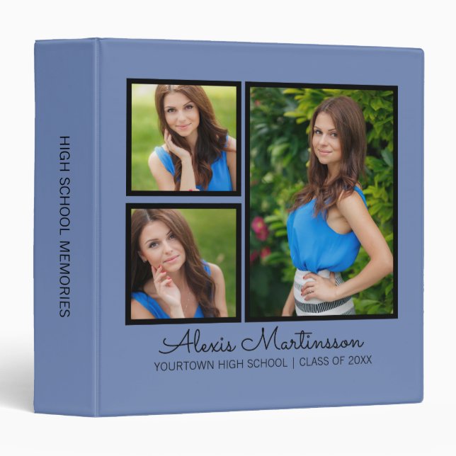 Custom Periwinkle Blue Graduation Photo Binder (Front/Spine)