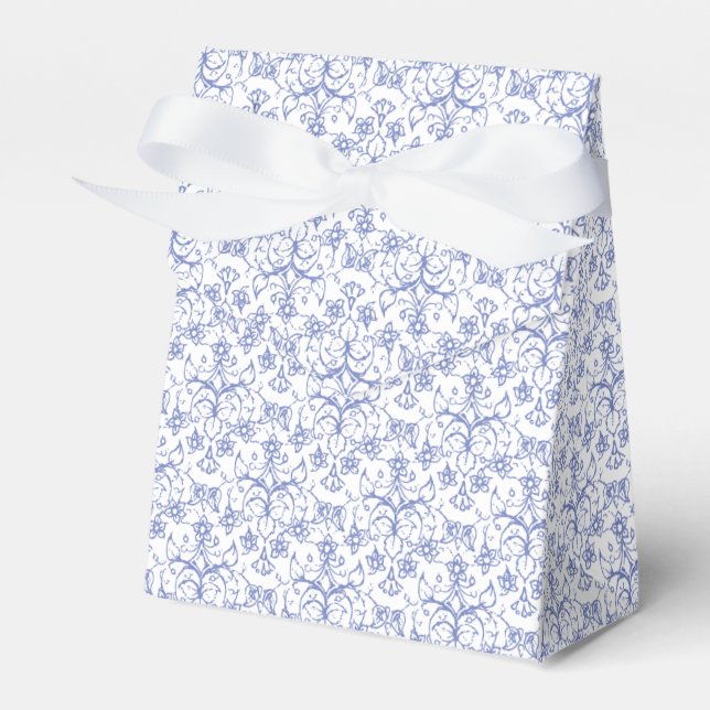 Custom Periwinkle Blue on White Decorative Floral Favor Box (Front Side)