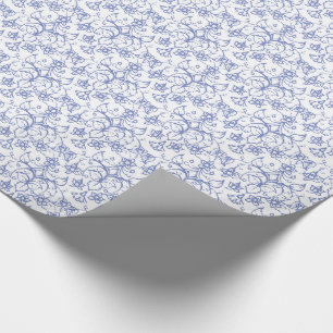 Custom Periwinkle Blue on White Decorative Floral Wrapping Paper