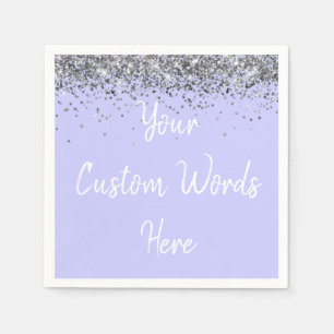 Custom Periwinkle Purple and Silver Birthday Party Napkin