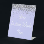 Custom Periwinkle Purple Birthday Party Your Text Pedestal Sign<br><div class="desc">personalized silver glitter table top,  sweet 16 quinceanera sixteen 16th,  40th 50th wedding reception gift,  personalised anniversary 30th 21st 15th,  bachelorette bridal 20th twenty fifth,  25th 35th 45th first daughter,  girl wife mom 1st granddaughter,  light pale 5th 10th 18th,  55th 60th 70th hen night,  for baby shower 80th 90th</div>