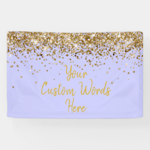 Custom Periwinkle Purple Gold Birthday Party Photo Banner