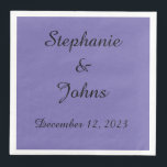 Custom Periwinkle Violet Wedding Bride Groom 2023 Napkin<br><div class="desc">Printed with personalized names and date in simple and elegant blue violet background. Customize and add your own details!</div>