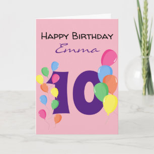 Custom Personalised 10th Birthday Card