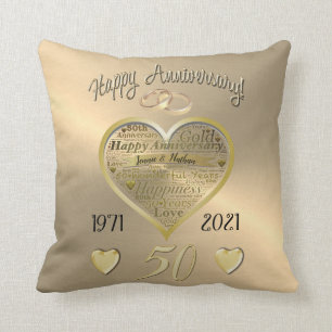 Custom Personalised 50th Wedding Anniversary Throw Pillow