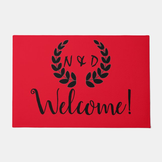 Custom Personalised Red Welcome Door Mat (Front)