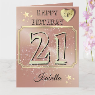 Custom Personalised Rose Gold 21st Birthday Card