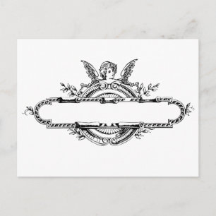 Custom personalize angel cherub fleur di lis print postcard
