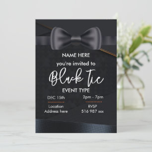 Custom personalize black tie invitation