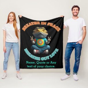 Custom Personalize Boho Bearded Dragon Hippie Fleece Blanket