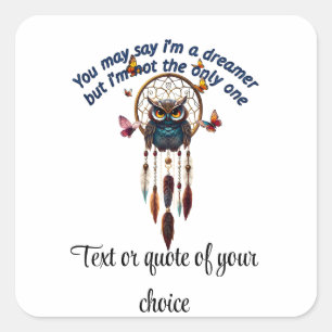 Custom Personalize Boho Owl Beautiful Hippie Square Sticker