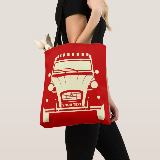Custom Personalize Citroen Dolly 2CV tote bag (Close Up)
