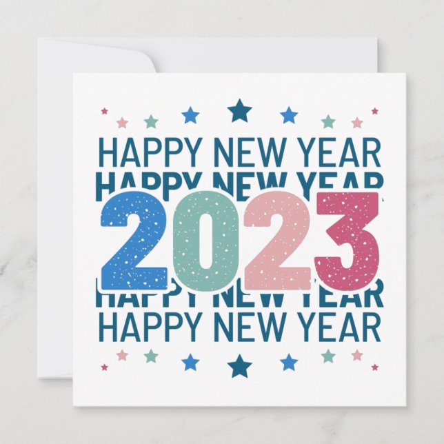 Custom Personalize Colourful Happy New Year 2023 Save The Date (Front)