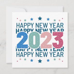 Custom Personalize Colourful Happy New Year 2023 Save The Date