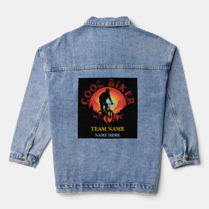 Custom Personalize Name Cool Biker Biking Team Denim Jacket