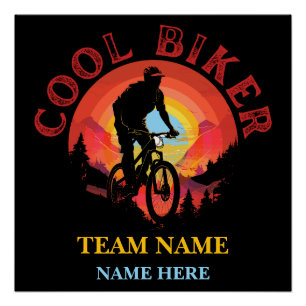 Custom Personalize Name Cool Biker Biking Team Poster