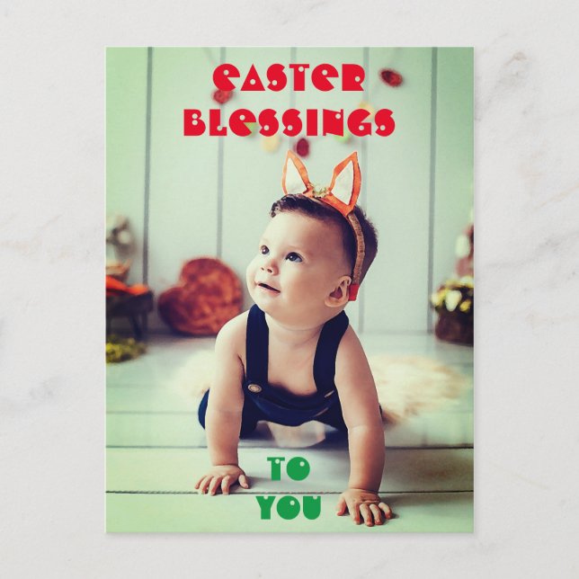 Custom Personalize Name EASTER BLESSINGS Greetings Postcard (Front)