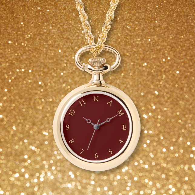 Custom Personalize Name Womens Gold Necklace Watch (Custom Personalize Name Womens Gold Necklace Watch)