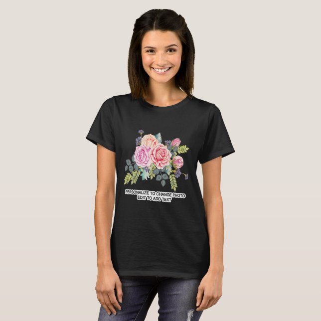 Custom Personalize Photo Artwork Quote Dark Womens T-Shirt (Front Full)