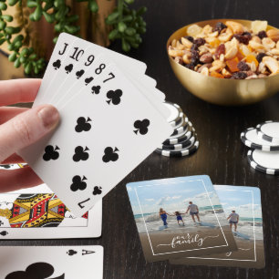 Custom Personalize Photo Template Our Family Text Playing Cards