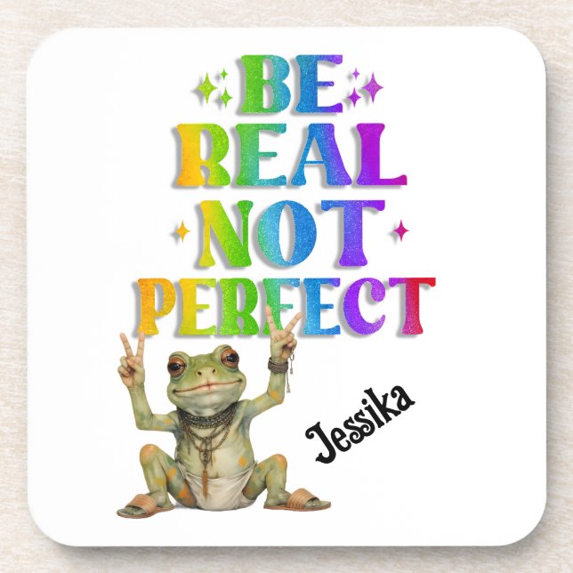 Custom Personalize Positive boho frog Hippie  Coaster (Front)