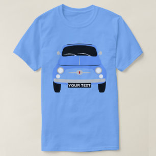 Custom Personalize Vintage classic Blue Fiat 500 T-Shirt