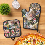 Custom Personalized 17 Photo Collage Gold Monogram Oven Mitt & Pot Holder Set<br><div class="desc">Create your own custom, personalized, beautiful elegant faux gold typography script, monogrammed, cool, seventeen photo collage (twelve photo collage on pot holder & five photo collage on oven mitt), crafted with precision and care, combining functionality with personalized style, kitchen oven mitt and pot holder set, designed to not only protect...</div>