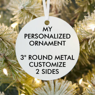 Custom Personalized 3" ROUND METAL ORNAMENT