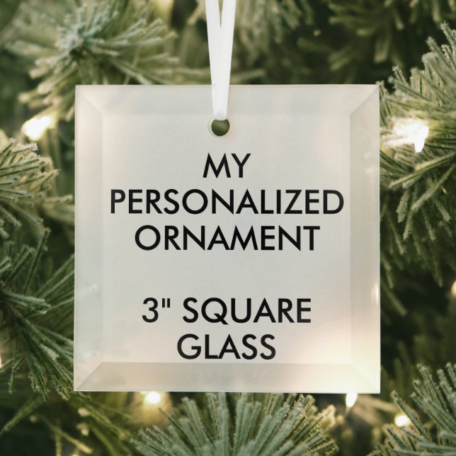 Custom Personalized 3" SQUARE GLASS ORNAMENT (Insitu)