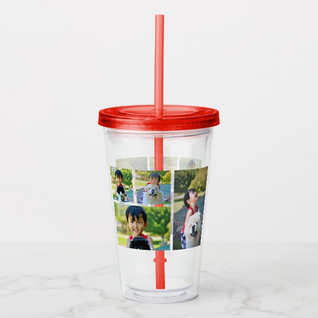 Custom Personalized 4 Photo Full Colour Gift Acrylic Tumbler (Front)