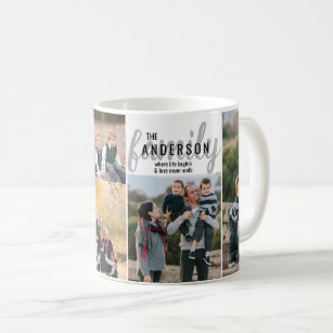 Custom Personalized 5 Photo Collage Family Quote Coffee Mug